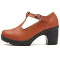 thumbnail image 2 of DADAWEN Women's Mary Jane Pumps Block Heel Platform Oxfords Leather Shoes - Comfortable Fashion T-Strap Brown Size 10 US, 2 of 6