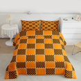 thumbnail image 2 of jejeloiu Orange Geometric Plaid Bedding Comforter Set,Modern Minimalist Geometric Twin Comforter Sets,Black Checkerboard Grid Bedding Set For Teens,Ultra Soft Home Decor Reversible,2pcs, 2 of 8