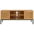 thumbnail image 2 of SAFAVIEH Zadie 1 Shelf Rattan Media Stand, Natural With Natural Rattan/Black Legs (54 in. W x 15 in. D x 22 in. H), 2 of 7