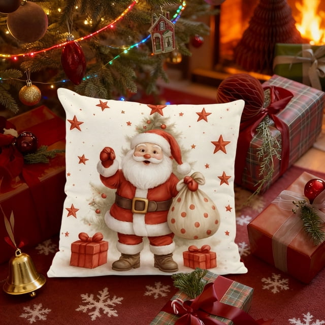 xihome Juego de fundas de cojn navideñas de 45x45 cm, de polister, para sof o sala de estar. Decoracin navideña.