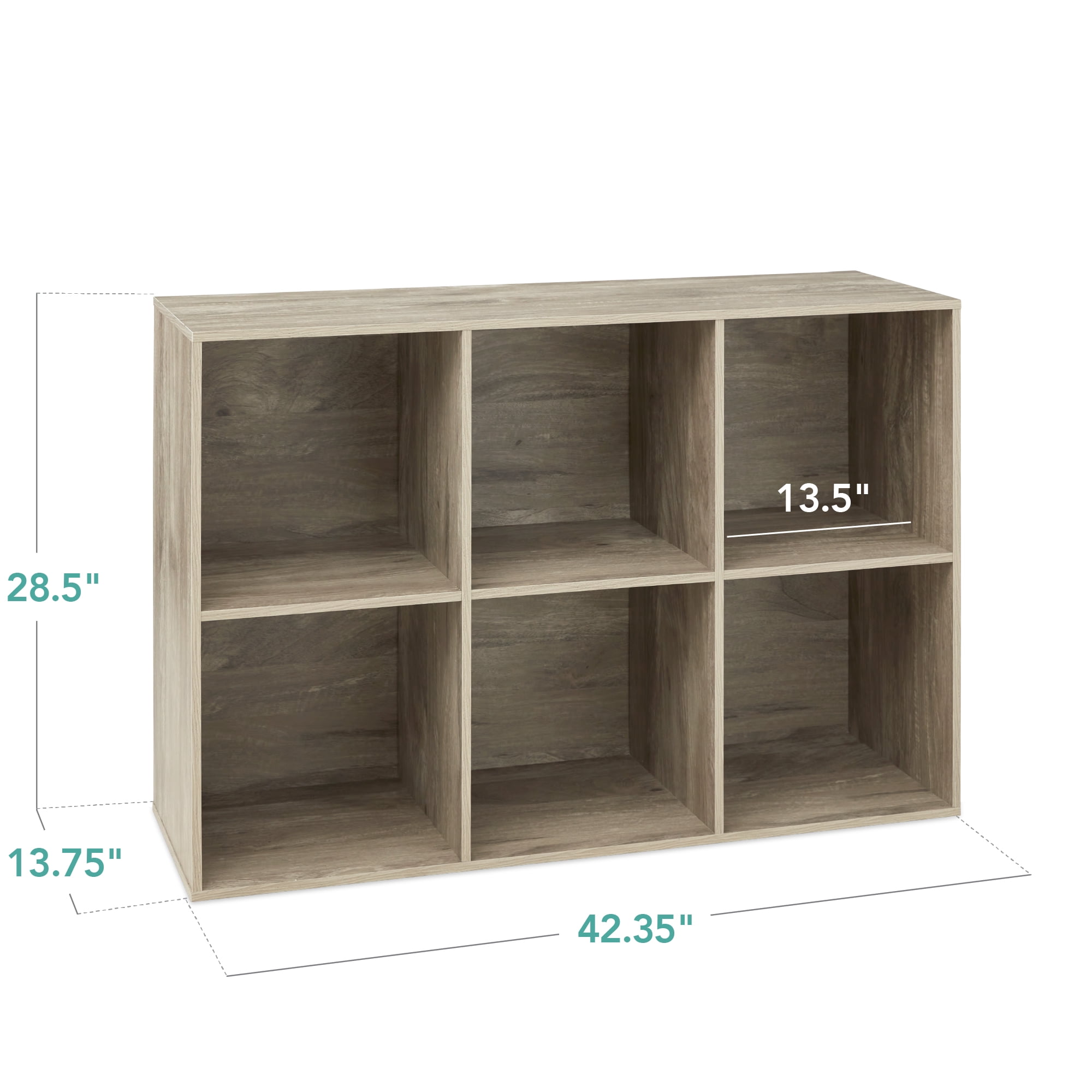 Best Choice Products 6-Cube Bookshelf, 13.5in Display Storage System, Organizer w/ Removable Back Panels - Greige