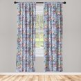thumbnail image 3 of Ambesonne Floral Curtains, Paisley Watercolor Retro Art, Pair of 28"x63", Navy Blue and Pale Seafoam, 3 of 5
