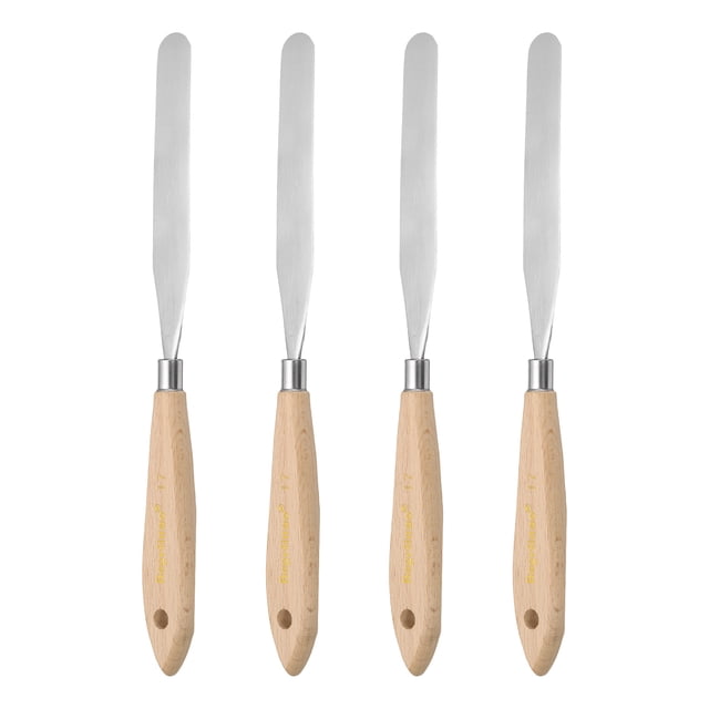 4 Pieces 17# Painting Palette Knife Pointy Stainless Steel Art Spatula Scraper Mixing Tools