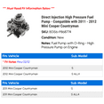 thumbnail image 2 of Direct Injection High Pressure Fuel Pump - Compatible with 2011 - 2012 Mini Cooper Countryman, 2 of 2