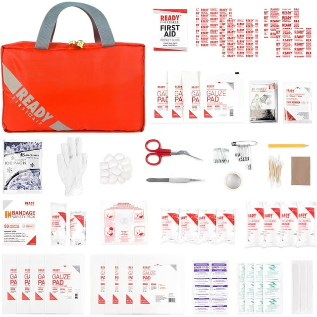 Ready First Aid - First Aid Kits for Camping, Hiking, Backpacking, Travel, Vehicle, Outdoors - Essential Emergency Preparedness Safety Kit (Essential Care 200)