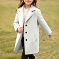 thumbnail image 4 of Vdoaml Girls Wool Blend Coat Kids Notch Lapel Mid Length Overcoat Children Fall Winter Warm Outerwear 8-9 Years White, 4 of 5
