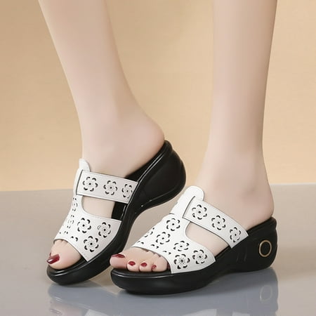 

Christmas Women s Summer Hollow Out Flowers Non Slip Slip On Fish Mouth Wedges Beach Open Toe Breathable Sandals Slippers Shoes