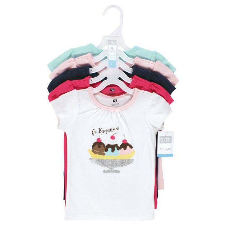 Hudson Baby Girl Short Sleeve T Shirts Ice Cream Dino 5 Toddler