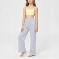 thumbnail image 3 of nerohusy Kids Wide Leg Pants Girls Elastic High Waisted Sports Pants Casual Solid Full Length Leg Pants with Pockets 14-15 Years, 3 of 7