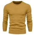 thumbnail image 4 of Elvqul Mens Sweater Crewneck Fall Winter Solid Color Yellow Pullover Sweater for Men Long Sleeve, 4 of 4
