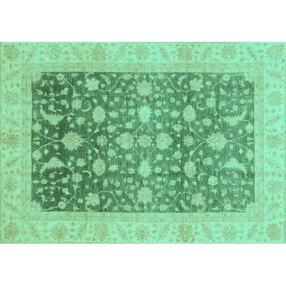 Ahgly Company Indoor Rectangle Oriental Turquoise Blue Modern Area Rugs, 4' x 6'