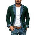 thumbnail image 7 of Iyufng Men's Denim Patchwork Knit Jackets, Open Front Ribbed Long Sleeve Outdoor Business Casual Outerwear, 7 of 7