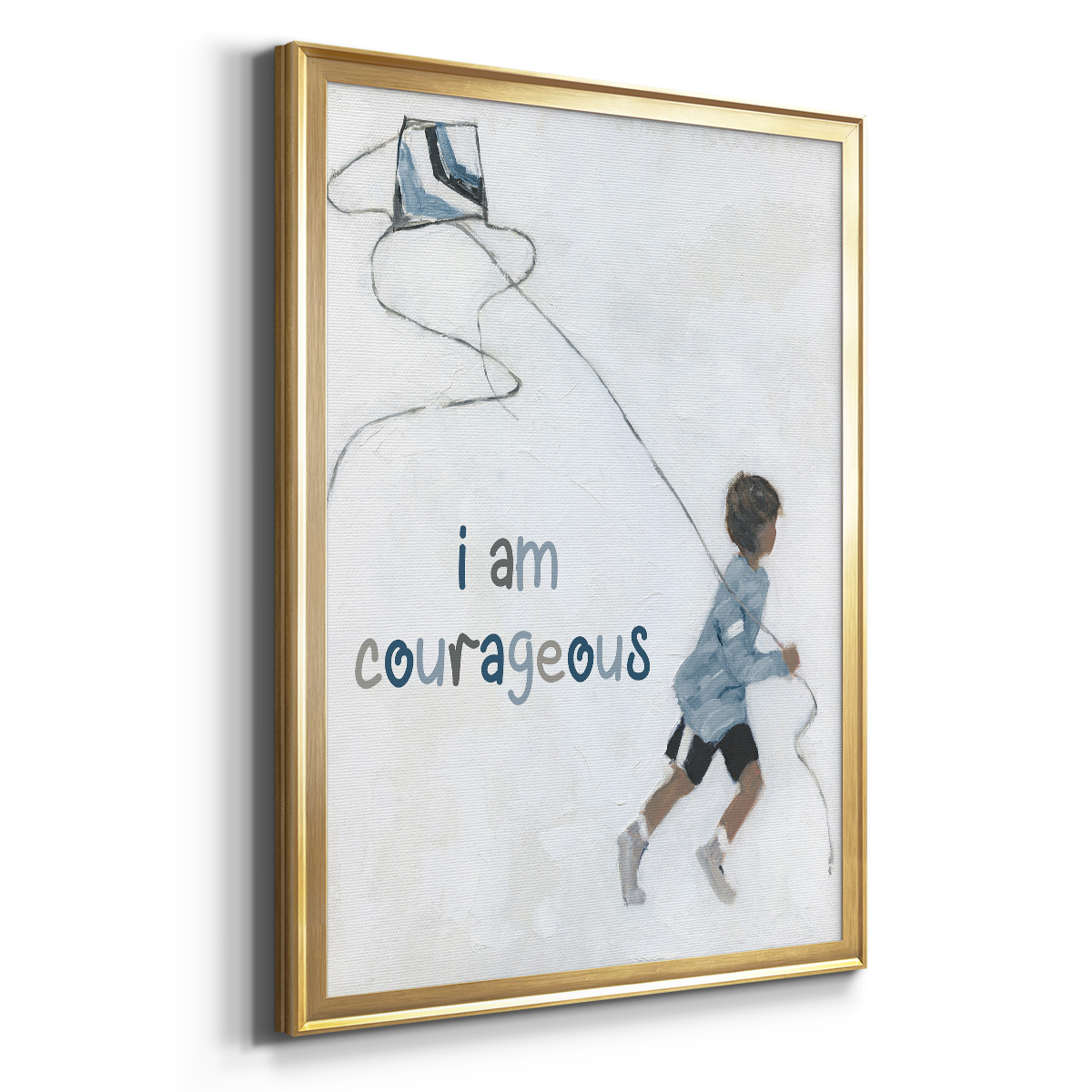 Boy Flying Kite Premium Framed Print - Ready to Hang