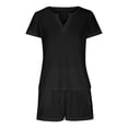 thumbnail image 3 of XuJwPNcy Pajamas Sets for Women V Neck Sleeveless Tank Top and Drawstring Short Pants Lounge Knit Outfits Sleepwear, 3 of 5