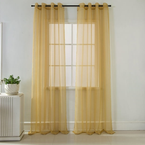Lauren Sheer Metallic 54 x 90 in. Single Grommet Curtain Panel in Gold
