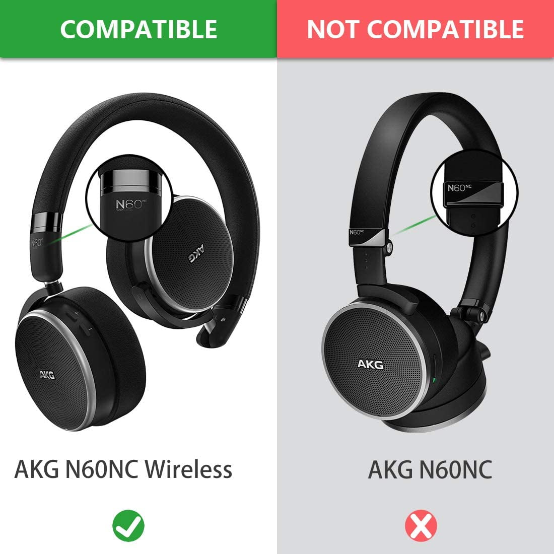 Geekria Earpad Replacement for AKG N60NC Wireless Bluetooth Ear Pad/Ear  Cushion/Ear Cups/Earpads Repair Parts (Black) | Walmart Canada