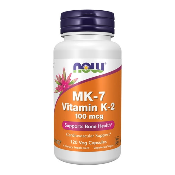 NOW Supplements, MK-7 Vitamin K-2 100 mcg, Cardiovascular Support*, Supports Bone Health*, 120 Veg Capsules