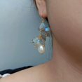 thumbnail image 7 of K-KED Natural Labradorite Cultured White Rice Pearl Dangle Hook Earrings, 7 of 7