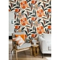 thumbnail image 3 of NextWall  Garden Block Floral Peel and Stick Wallpaper 20.5 in. W x 18 ft. L - Orange & Ebony, 3 of 8