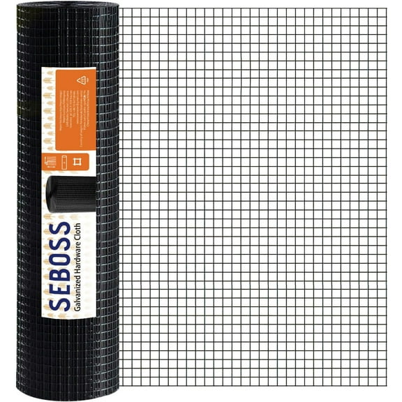 SEBOSS Black Hardware Cloth 1/2 inch 60 x 50 Ft 19-Gauge, PVC Coating Wire Mesh Roll, Chicken Wire Fencing, Garden Fencing,Welded Wire Fencing, Wire Fence Roll, Tree Fence