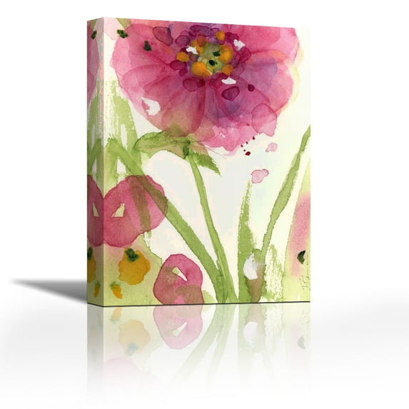 Pink Wildflower - Contemporary Fine Art Giclee on Canvas Gallery Wrap - wall décor - Art painting - 19 x 27 Inch - Ready to Hang