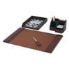 Mocha Leather 4-Piece Desk Set
