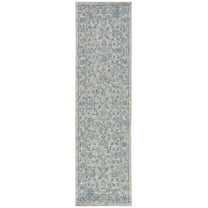 SAFAVIEH Courtyard Darin Botanical Indoor/Outdoor Runner Rug, Grey/Navy, 2'3" x 5'