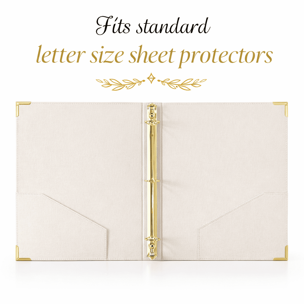 Officiant Binder, Linen 3 Ring Folder with Gold Foil Stamping, Wedding Officiant Binder for Ceremony Scripts, Vows and Documents
