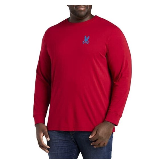 $110 Psycho Bunny Lyons Long-Sleeve Graphic Tee, Rio Red, 4XL