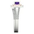 thumbnail image 3 of 3.05ct Brilliant Emerald Cut Natural Amethyst 18K White/Rose Gold Halo Solitaire with Accents Engagement Bridal Wedding Ring Band Set size 8, 3 of 7