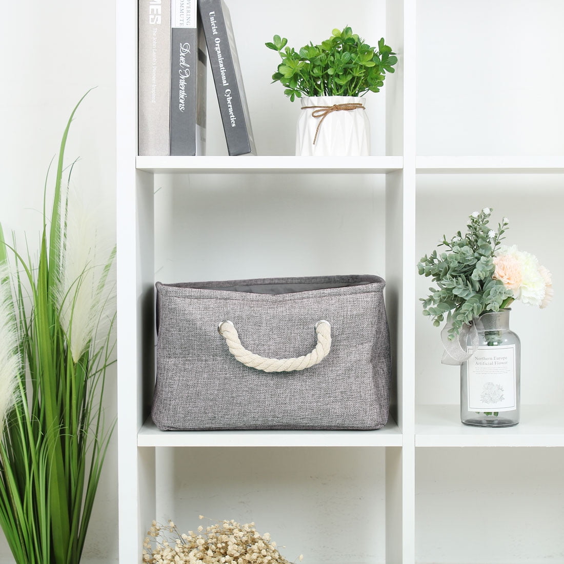 Collapsible Fabric Storage Bins Basket Towels Storage Container Gray L