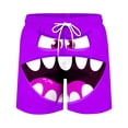 thumbnail image 5 of Mens Board Shorts Swimwear Funny Face Print 5 Inch Swim Trunks Lightweight Drawstring Beach Shorts Relaxed Fit Summer Purple XXL, 5 of 5