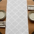 thumbnail image 5 of Table Runners 70 Inches Long Dress Scarves, White Moroccan Farmhouse Coffee/Dining/Kitchen Table Decor, Holiday Table Runner, Boho Morocco Geometric Quatrefoil Grid 13x70 Inch, 5 of 9
