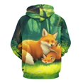 thumbnail image 3 of Foxes in The Forest 3D Print Hoodie Men Women Autumn Thin Pullover Sweatshirt Vintage Streetwear Tops, 3 of 6