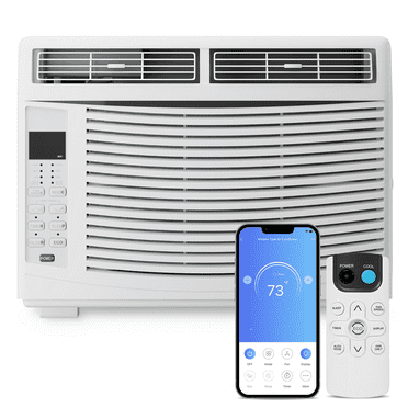 BEZT 6,000 BTU 115V Window Conditioner,Window AC Unit w/APP & Remote Control,4 Fan Speeds,2-Way Air Deflection, Auto Restart,White