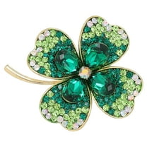 Masteelf Shamrock Brooch Stylish Lucky Rhinestone Lapel Pin