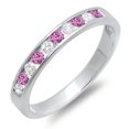 thumbnail image 1 of 0.40 Carat (ctw) 10k White Gold Round Pink Sapphire & White Diamond Ladies Anniversary Wedding Stackable Ring Band, 1 of 1