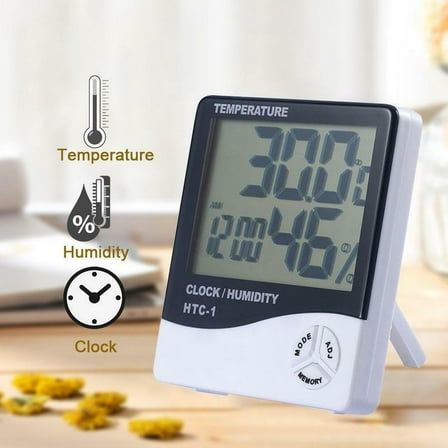 LCD Hygrometer Temperature Humidity Meter Alarm Clock Thermometer Indoor Digital
