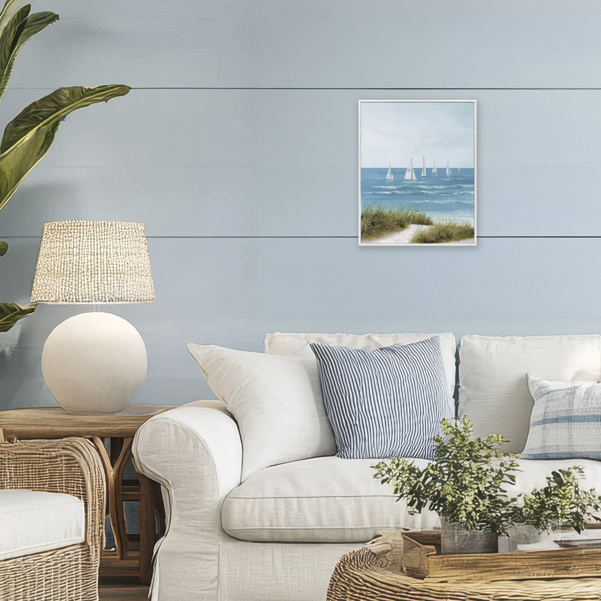 Stupell Industries Sail Away Beach Seascape White Framed Giclee Art, design by Lorenzo Collective