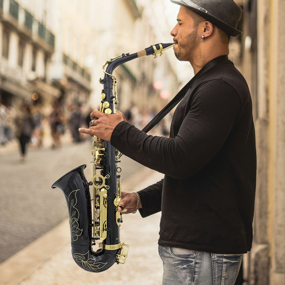 WZTO Alto Saxophone E Flat Golden Alto Saxophone Professional Sound Saxophone Instrument with Case Leather Pads Adjustable Strap for Beginners popular