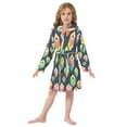 thumbnail image 6 of FORMRS Niños Bathrobe Unisex Hooded Robe Soft Plush Pajamas Sleepwear, Size 7-9T, Green Cubes, 6 of 7
