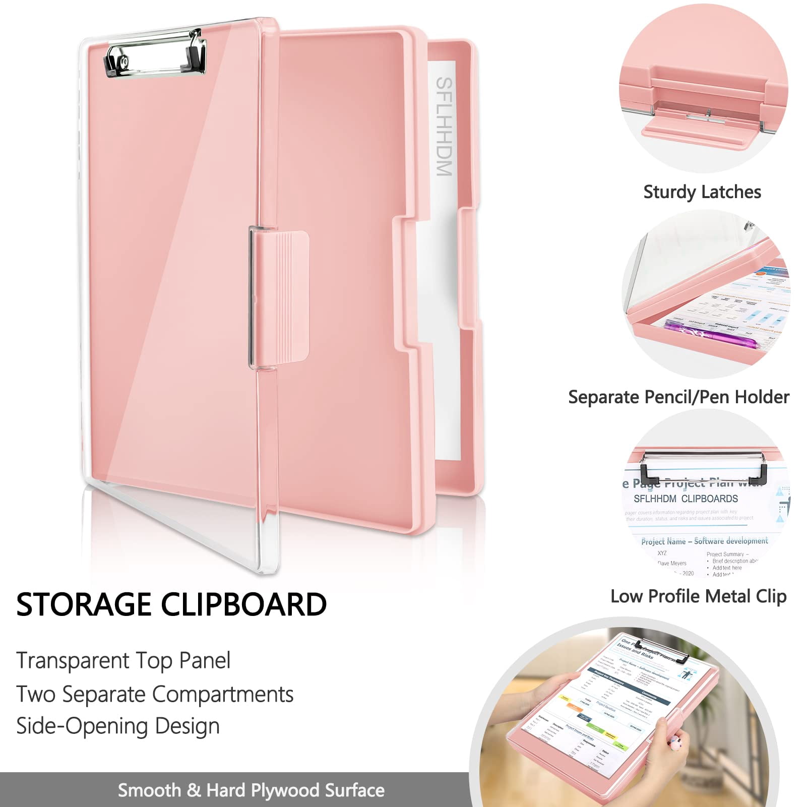 Clipboard with Storage,Heavy Duty Clip Boards 8.5x11 with 2 Storage Case,Clear Visible Top Panel Storage Clipboards,Side Opening Clip Boards,Nursing Clipboard Folder Case for Office Supplies-Purple