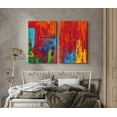 thumbnail image 2 of PixonSign Canvas Print Wall Art Set Rainbow Colored Industrial Brushstrokes Geometric Shapes Illustrations Contemporary Edgy Multicolor Ultra for Living Room, Bedroom, Office - 16"x24"x2, 2 of 5