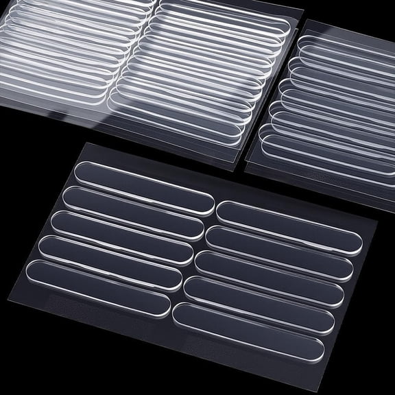 1 Box 60Pcs 63 x 10 x 2mm Adhesive Bumper Strips Clear Silicone Door Stoppers Stick Wall Protector Buffer Pads for Refrigerator