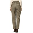 thumbnail image 3 of DARING DIVA Women's Tartan Plaid Pants Elastic Waist Straight Trousers XL Camel, 3 of 6