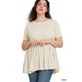 thumbnail image 4 of Zenana Women & Plus Summer Casual Short Sleeve Tiered Ruffle Tunic Peplum Tank Top, 4 of 4