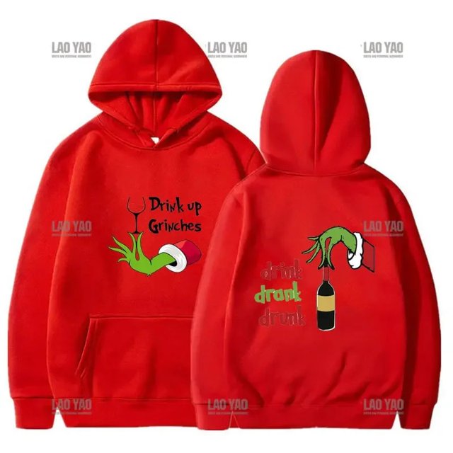 Sudadera con capucha Christmas Happy para hombre y mujer, verde, peluda, sudadera con gráfico Grinch, manga larga, fiesta, cálido, 2023