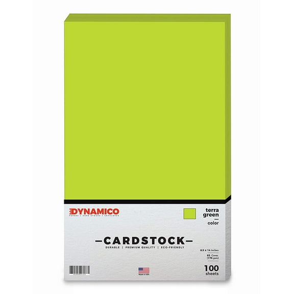 Terra Green 8.5 x 14" Cardstock Paper - Legal/Menu Size - for Cards and Stationery Printing | Medium weight 65 LB (175 gsm) Cover Card Stock | 100 Sheets Per Pack