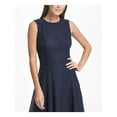thumbnail image 3 of DKNY Womens Navy Sleeveless Jewel Neck Midi Sheath Evening Dress Size: 2, 3 of 4