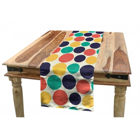 

Abstract Table Runner Pattern of Watercolor Polka Dots Blots in Soft Colors Modern Grunge Illustration Dining Room Kitchen Rectangular Runner 3 Sizes by Ambesonne